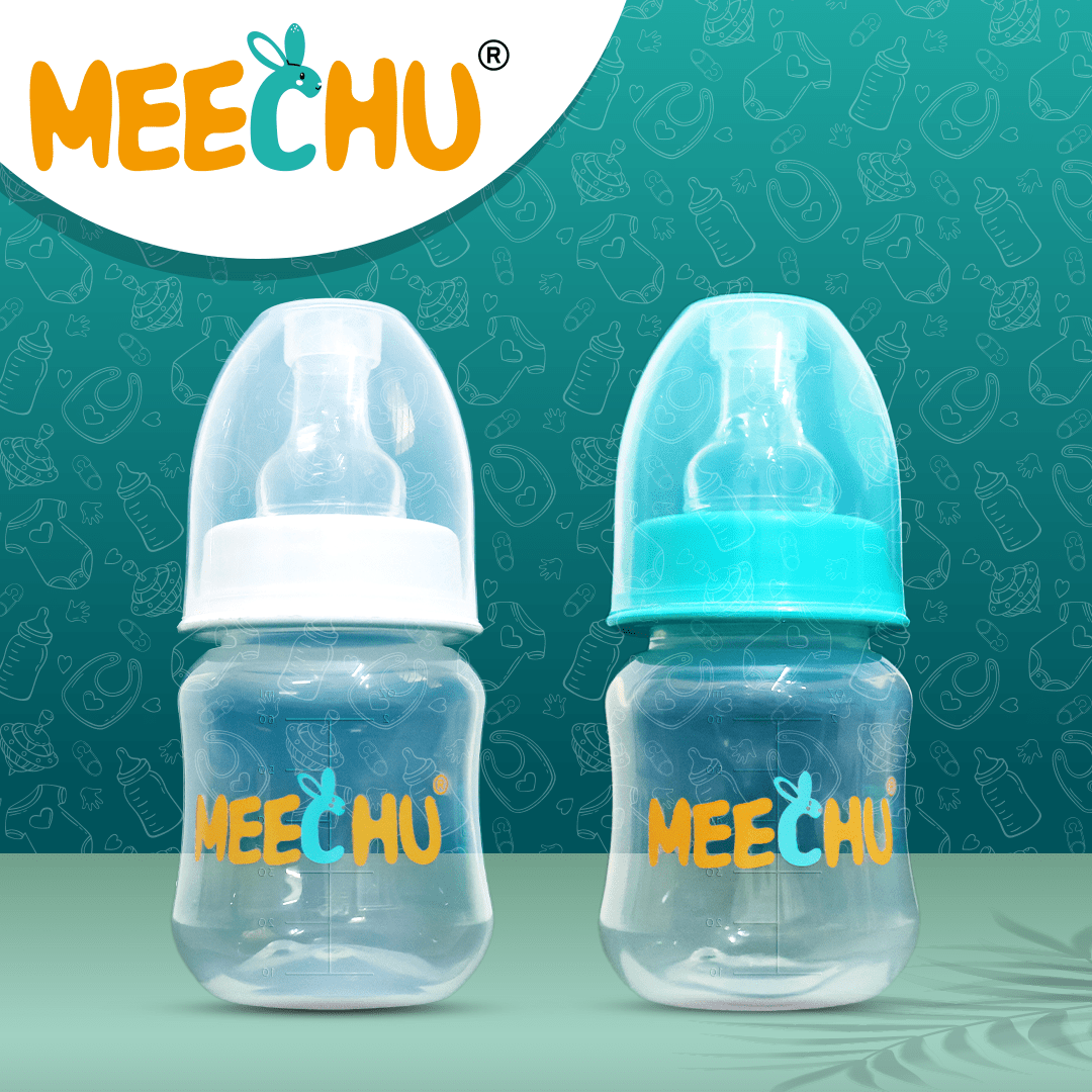 Meechu Baby Feeding Bottle With Anti - Colic Nipple 60ml (Pack of 2) | BPA & BPS Free - Meechu